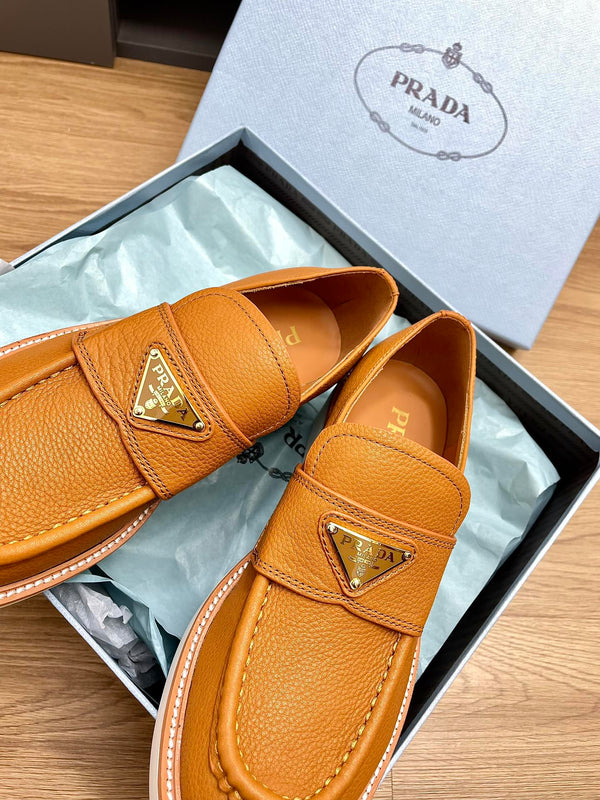 PRA CHOCOLATE BRUSHED LOAFERS BRONZE CALFSKIN