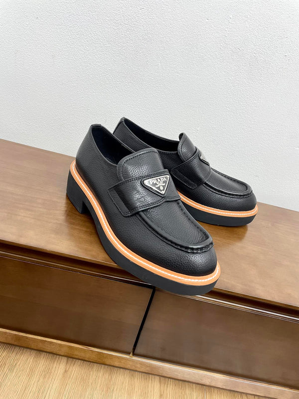 PRA CHOCOLATE BRUSHED LOAFERS BLACK CALFSKIN
