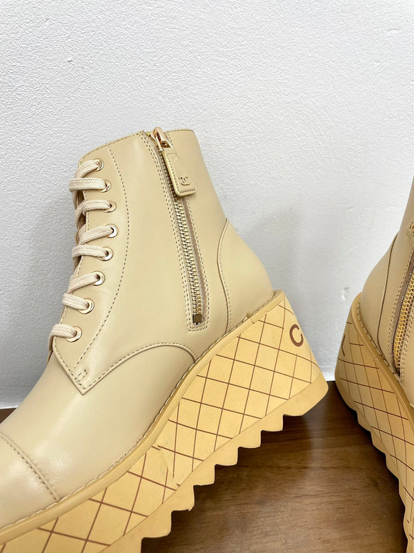 CC Ankle Boots 100mm Beige Lambskin