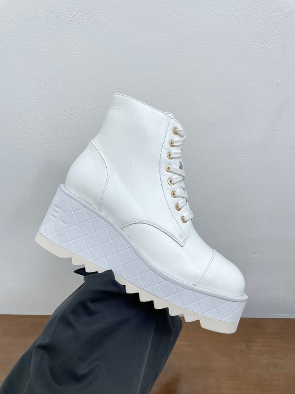 CC Ankle Boots 100mm White Lambskin