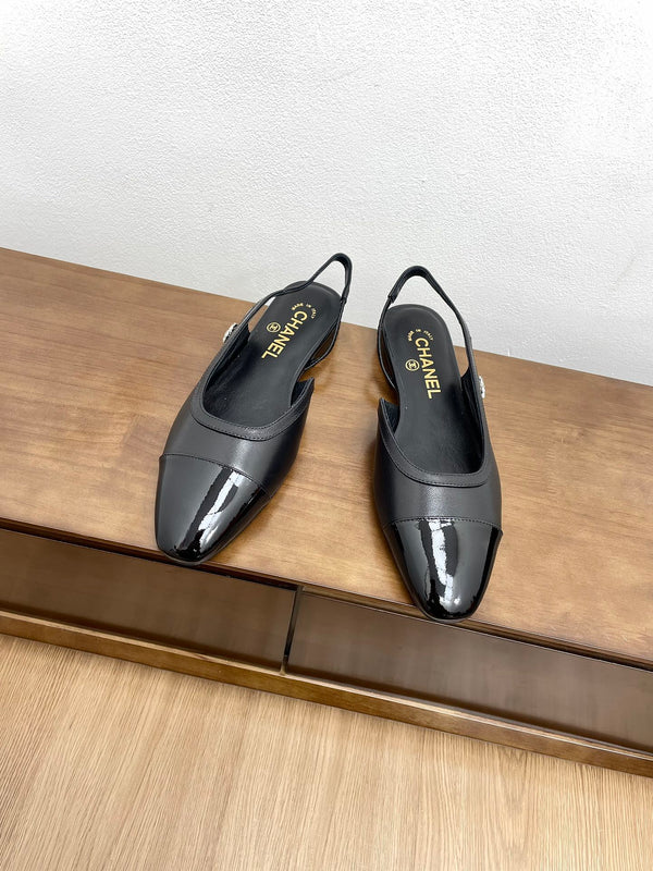 CC Slingback Black Calfskin