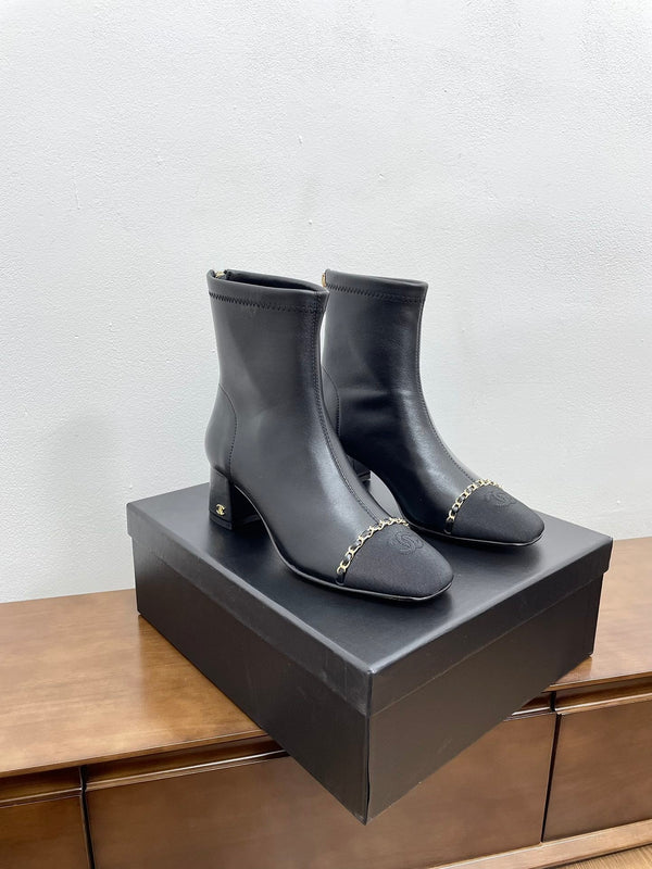 CC Ankle Boots 50mm Black Chain Lambskin