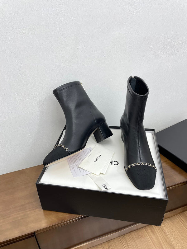 CC Ankle Boots 50mm Black Chain Lambskin