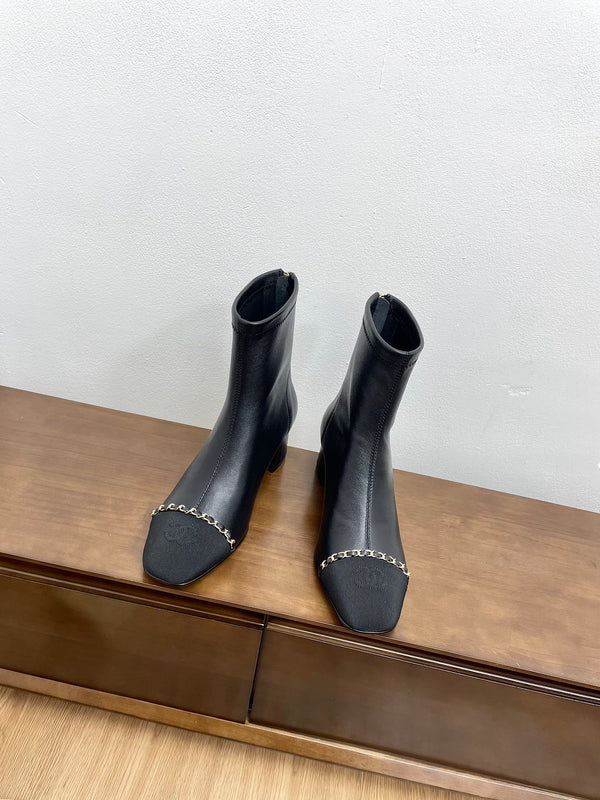 CC Ankle Boots 50mm Black Chain Lambskin