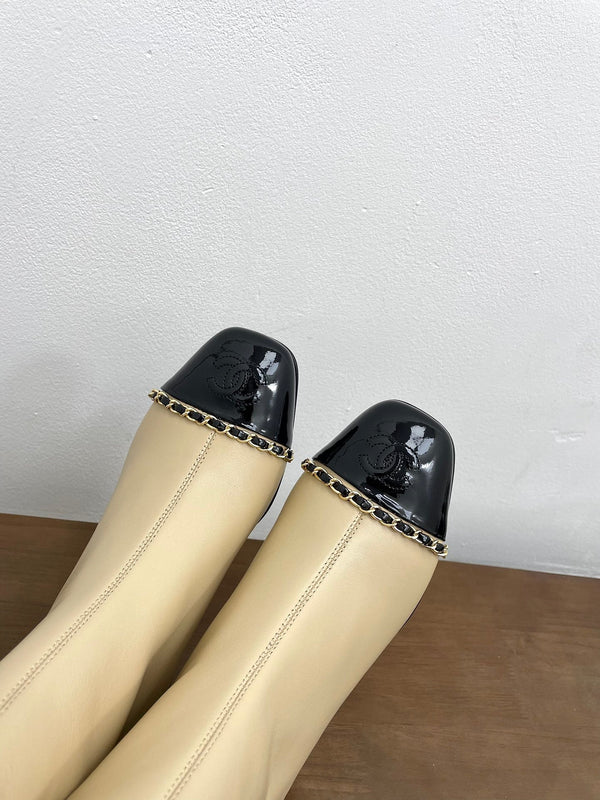 CC Ankle Boots 50mm Beige Chain Lambskin