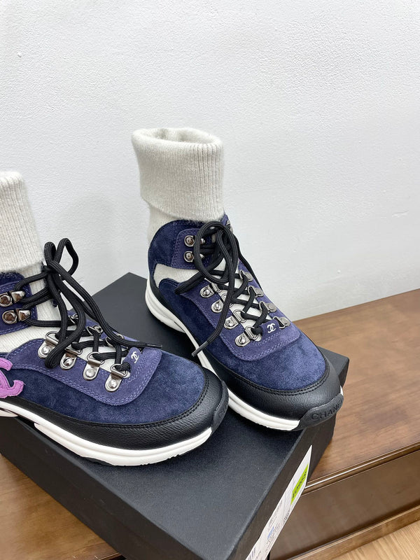 CC Sneaker 30mm Dark Blue White Suede And Wool