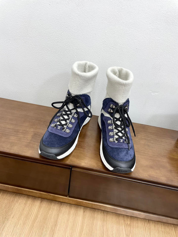 CC Sneaker 30mm Dark Blue White Suede And Wool