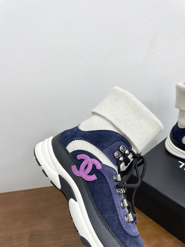 CC Sneaker 30mm Dark Blue White Suede And Wool