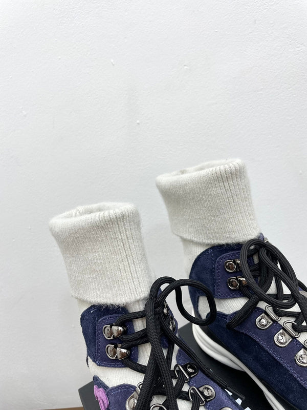 CC Sneaker 30mm Dark Blue White Suede And Wool