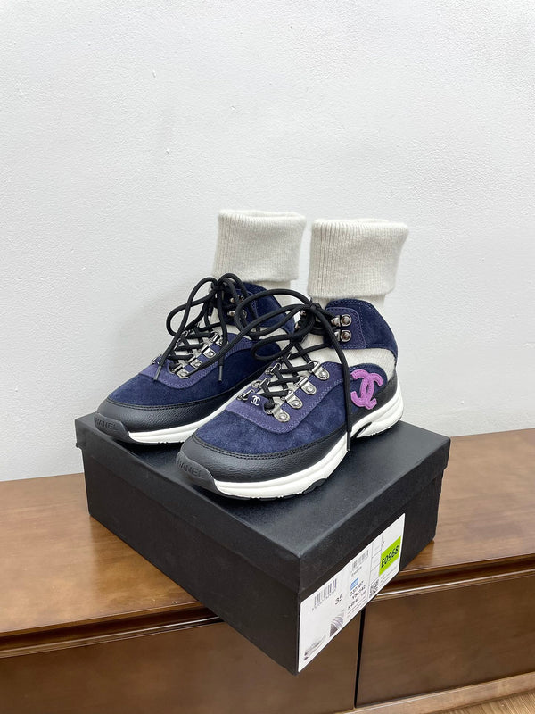 CC Sneaker 30mm Dark Blue White Suede And Wool