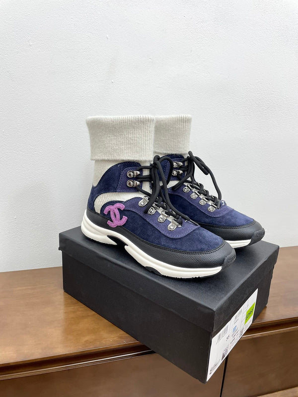 CC Sneaker 30mm Dark Blue White Suede And Wool