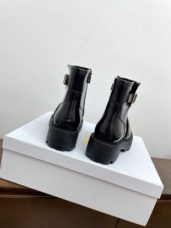 CD D-Quest Ankle Boot 40mm Glossy Black Calfskin