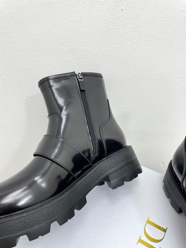 CD D-Quest Ankle Boot 40mm Glossy Black Calfskin