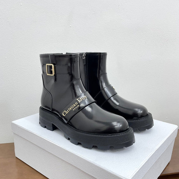 CD D-Quest Ankle Boot 40mm Glossy Black Calfskin