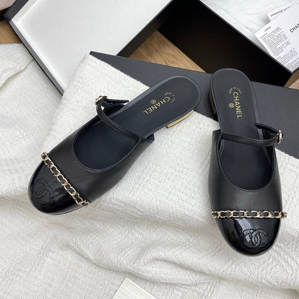 CC 25 Mules Flats Black Sheepskin 311498