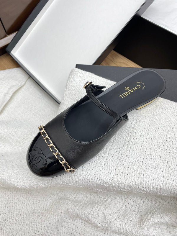 CC 25 Mules Flats Black Sheepskin 311498