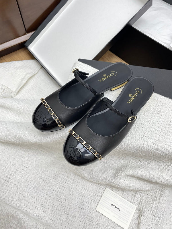 CC 25 Mules Flats Black Sheepskin 311498