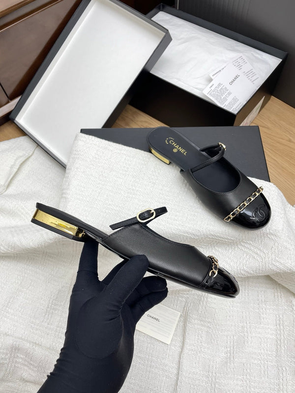 CC 25 Mules Flats Black Sheepskin 311498