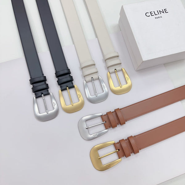 LARGE WESTERN 35 MM BELT BLACK CALFSKIN GOLD HARDWARE