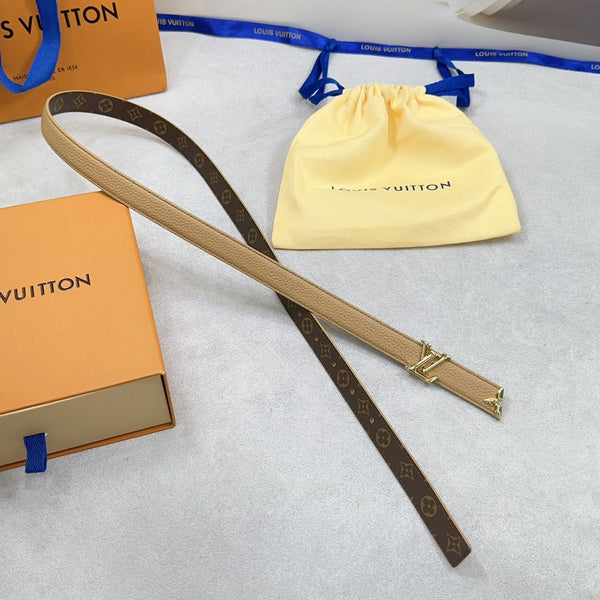 Pretty LV 20mm Reversible Belt Brown Grained Calfskin