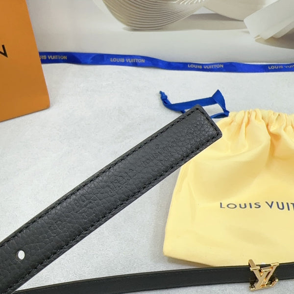 Pretty LV 20mm Reversible Belt Black Grained Calfskin