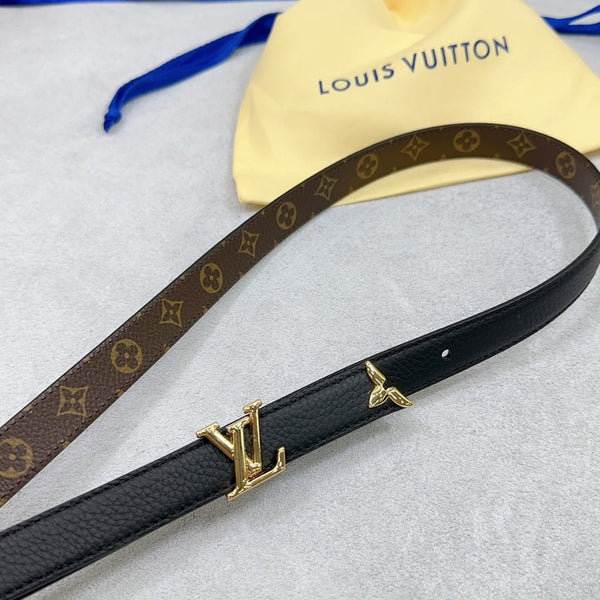 Pretty LV 20mm Reversible Belt Black Grained Calfskin