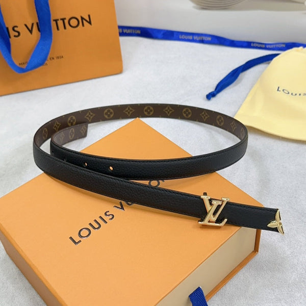 Pretty LV 20mm Reversible Belt Black Grained Calfskin