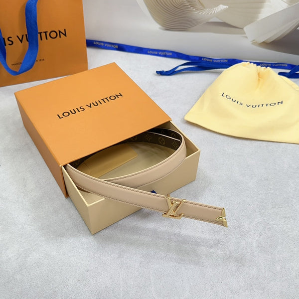 Bella cintura reversibile LV 20mm in pelle di vitello beige