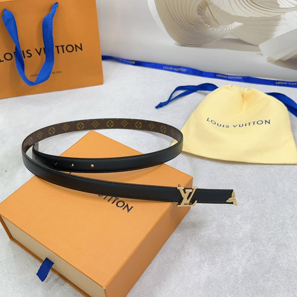 Pretty LV 20mm Reversible Belt Black Calfskin