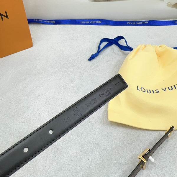Pretty LV 20mm Reversible Belt Black Calfskin