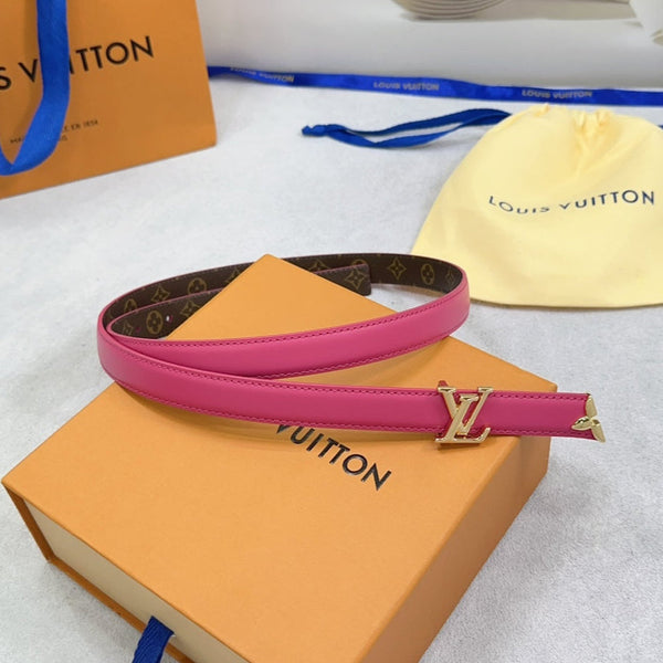 Pretty LV 20mm Reversible Belt Dark Pink Calfskin