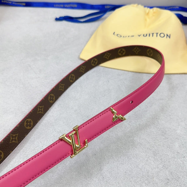 Pretty LV 20mm Reversible Belt Dark Pink Calfskin