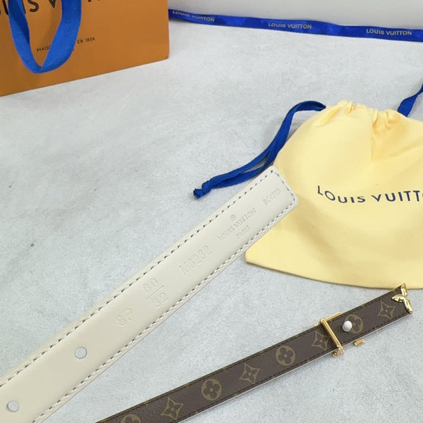Pretty LV 20mm Reversible Belt Cream Calfskin