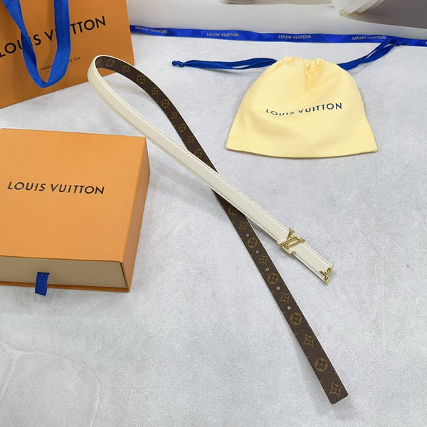 Pretty LV 20mm Reversible Belt Cream Calfskin