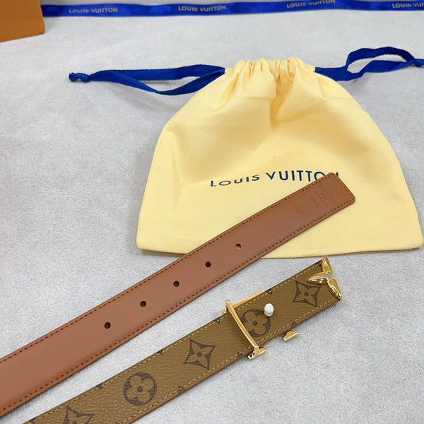 Pretty LV 30mm Reversible Belt Brown Calfskin