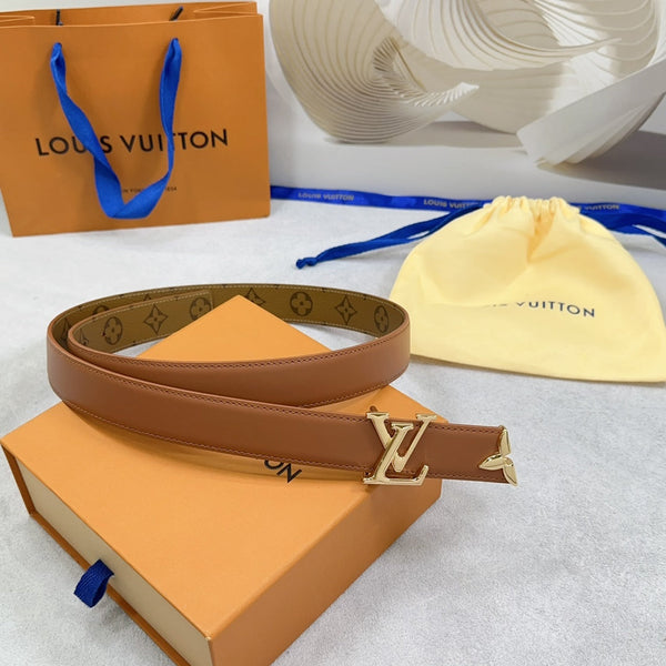 Pretty LV 30mm Reversible Belt Brown Calfskin