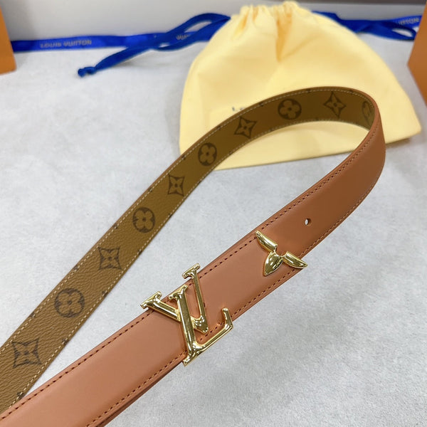Pretty LV 30mm Reversible Belt Brown Calfskin