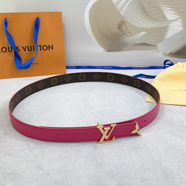 Pretty LV 30mm Reversible Belt Dark Pink Calfskin