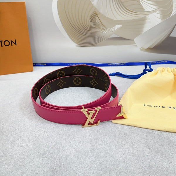 Pretty LV 30mm Reversible Belt Dark Pink Calfskin