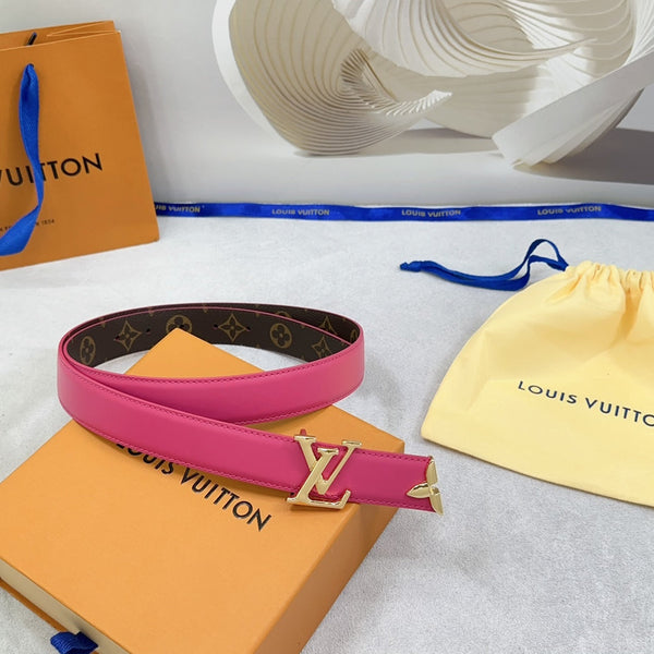 Pretty LV 30mm Reversible Belt Dark Pink Calfskin