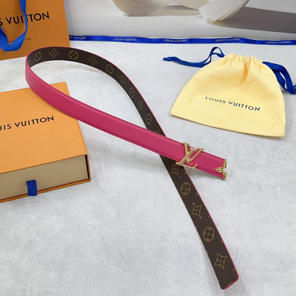 Pretty LV 30mm Reversible Belt Dark Pink Calfskin