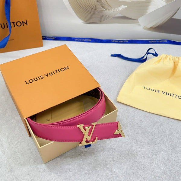 Pretty LV 30mm Reversible Belt Dark Pink Calfskin