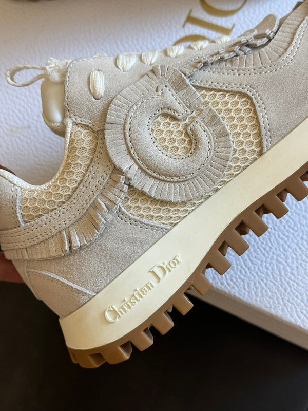 Cest CD Sneaker Ecru Suede Calfskin and Mesh