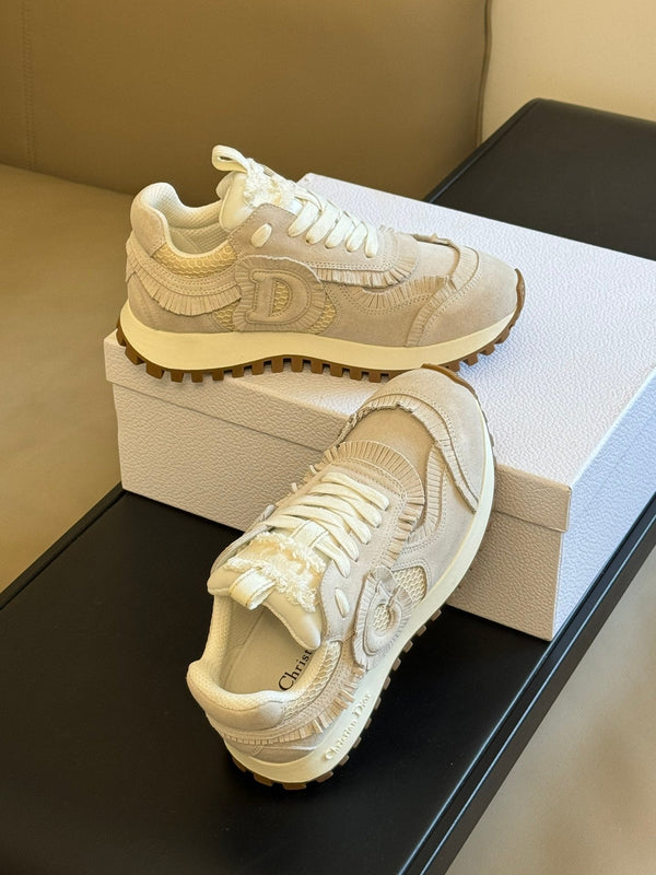 Cest CD Sneaker Ecru Suede Calfskin and Mesh