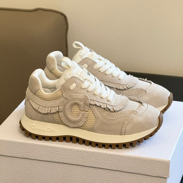 Cest CD Sneaker Ecru Suede Calfskin and Mesh