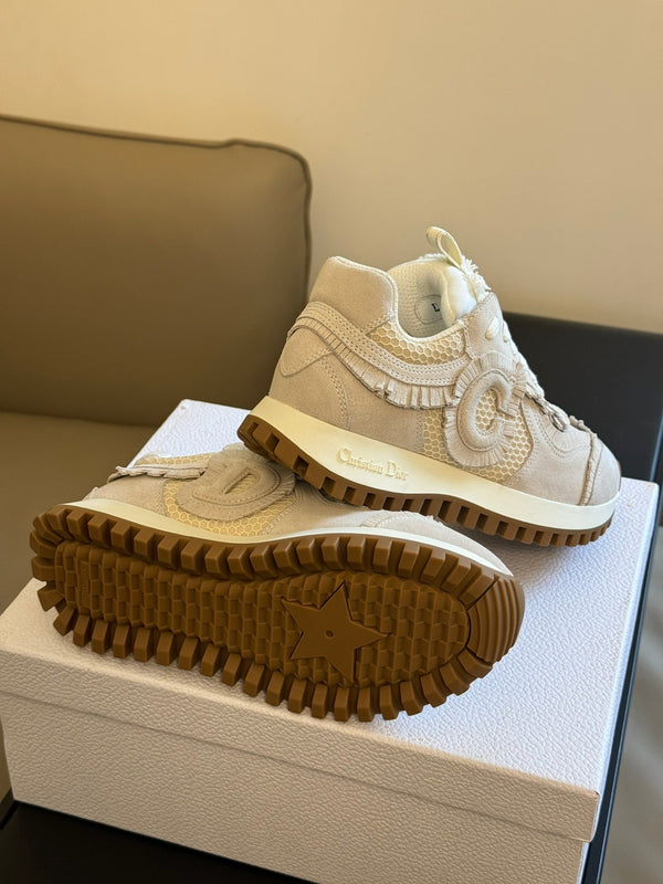 Cest CD Sneaker Ecru Suede Calfskin and Mesh