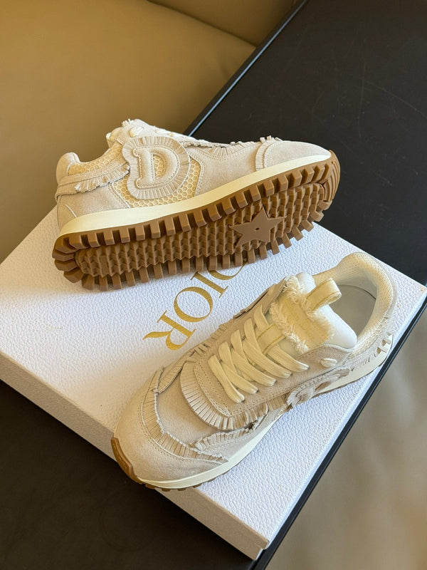 Cest CD Sneaker Ecru Suede Calfskin and Mesh