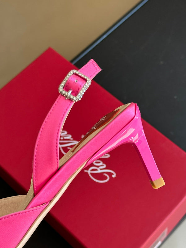 Viv Canard Slingback Pumps 55 in Pink Satin