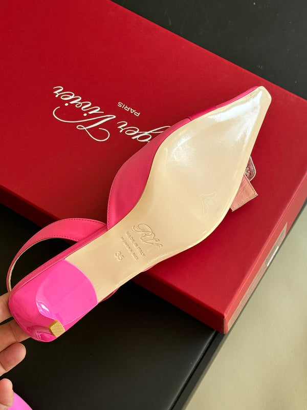 Viv Canard Slingback Pumps 55 in Pink Satin