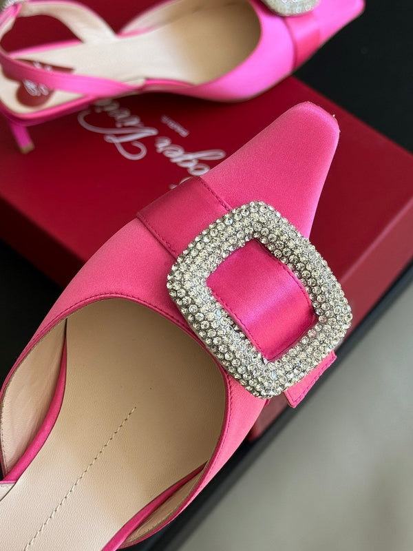 Viv Canard Slingback Pumps 55 in Pink Satin